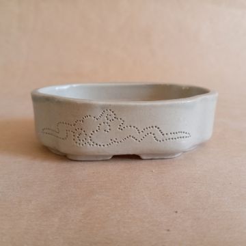 Vaso mokko per mame con nuvole stilizzate, in gres smaltato azzurro pallido