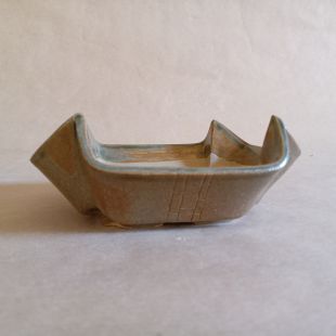 Vaso per kusamono in gres smaltato con bamboo inciso