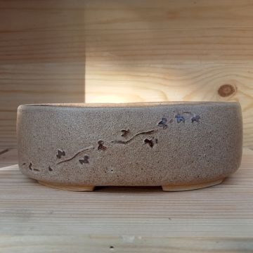 Vaso shohin smaltato con tralcio d'edera