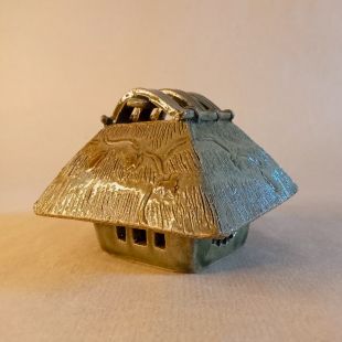Brucia incenso a forma di capanna tradizionale giapponese in gres smaltato per l'esposizione del bonsai