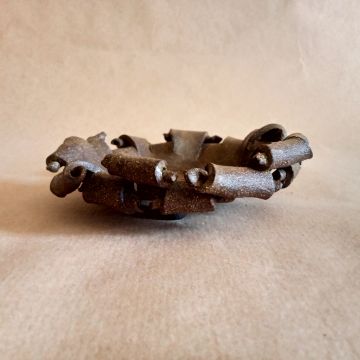 Vasetto per kusamono/shitakusa in gres nero smaltato opaco a effetto bronzo