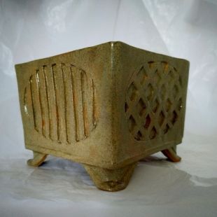 Vaso shohin quadrato semi cascata smaltato