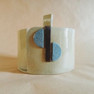 Porta rotolo da cucina in gres con decorazioni