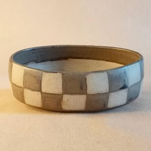 Vaso vale per bonsai shohin o chuhin in gres con decorazione a scacchi