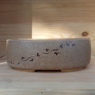 Vaso shohin smaltato con tralcio d'edera