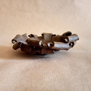 Vasetto per kusamono/shitakusa in gres nero smaltato opaco a effetto bronzo