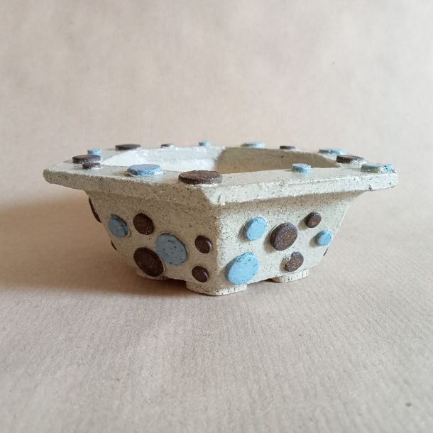 Vaso shohin esagonale a pois