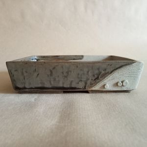 Vaso artigianale rettangolare per bonsai shohin o chuhin in gres smaltato, pezzo unico