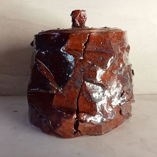 Mizusashi in gres smaltato