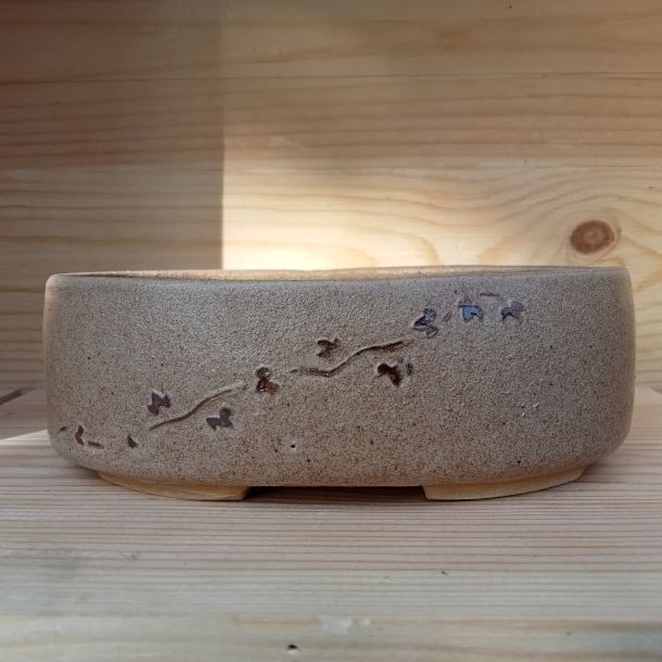 Vaso shohin smaltato con tralcio d'edera