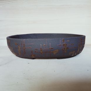 Vaso shohin ovale con IDEOGRAMMI astratti