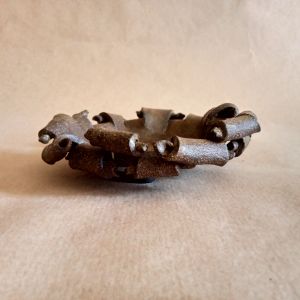 Vasetto per kusamono/shitakusa in gres nero smaltato opaco a effetto bronzo