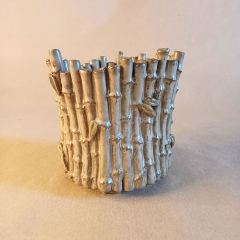 Vaso-scultura per bonsai a forma di bosco di bambù in gres smaltato