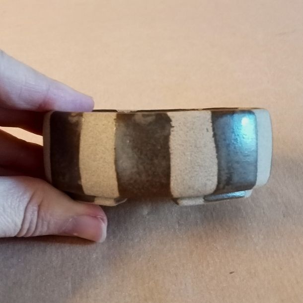 Vaso per mame bonsai in gres con decorazione a righe