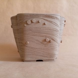 Vaso per bonsai in stile cascata in gres non smaltato con forma a quadrifoglio