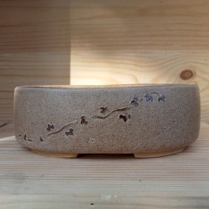 Vaso shohin smaltato con tralcio d'edera